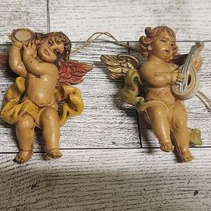 Vintage Fontanini Depose Italy Cherub Angel Ornament 2"
